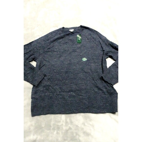 L.L.Bean Women's Size Large Navy Organic Cotton Slub Crewneck Sweater NWT - Picture 1 of 8